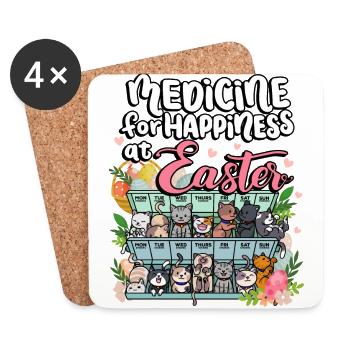 Medicine for Happiness on the Easter Holidays - Coasters (set of 4) - white - Front