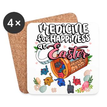 Medicine for Happiness on the Easter Holidays - Coasters (set of 4) - white - Front