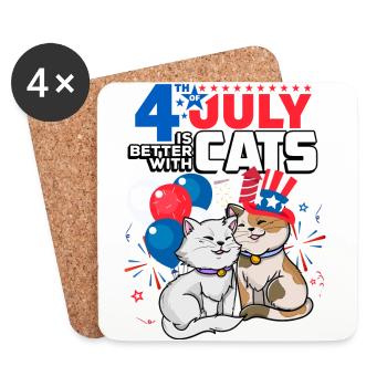 July 4 is better with cats - Coasters (set of 4) - white - Front