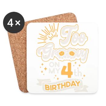 Too Groovy On My 4th Birthday Vier Jahre Alt Bday - Untersetzer (4er-Set) - Weiß - Vorne