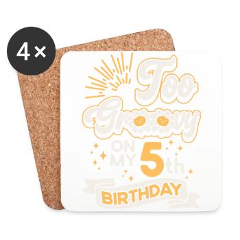 Trop groovy sur mon 5ème anniversaire cinq ans Bday - Dessous de verre (lot de 4) - blanc - Devant