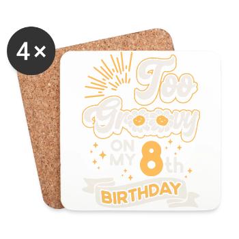 Too Groovy Auf Meinem 8. Geburtstag Acht Jahre - Untersetzer (4er-Set) - Weiß - Vorne