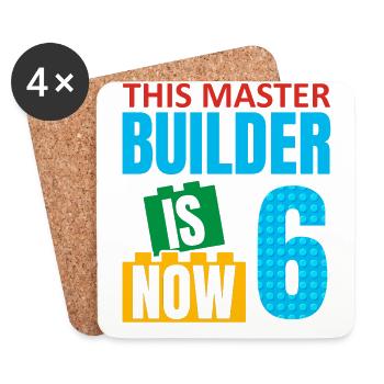 This builder is now 6, Toy Blocks 6. - Coasters (set of 4) - white - Front