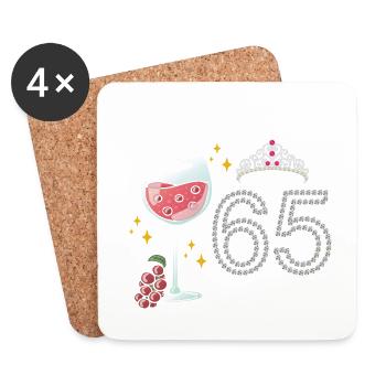 Vive les 65 ans de la célébration du 65e anniversaire - Dessous de verre (lot de 4) - blanc - Devant