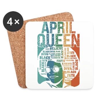 Mois de la naissance de la reine d'avril Célébrez la foi noire - Dessous de verre (lot de 4) - blanc - Devant