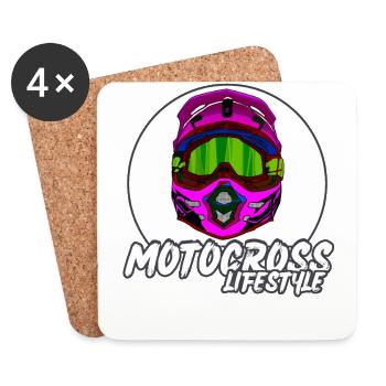 Motocross / Enduro / Freestyle mx / Dirtbike retro - Untersetzer (4er-Set) - Weiß - Vorne
