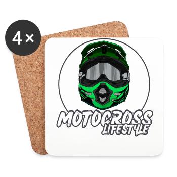 Motocross / Enduro / Freestyle mx / Dirtbike retro - Untersetzer (4er-Set) - Weiß - Vorne
