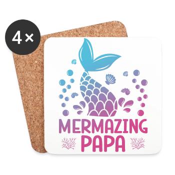 Mermazing Papa Fantasy Meerjungfrau Geschichte - Untersetzer (4er-Set) - Weiß - Vorne