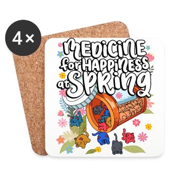 Medizin Zum Glücklichsein Bei Spring Cat Gummies - Untersetzer (4er-Set) - Weiß - Vorne
