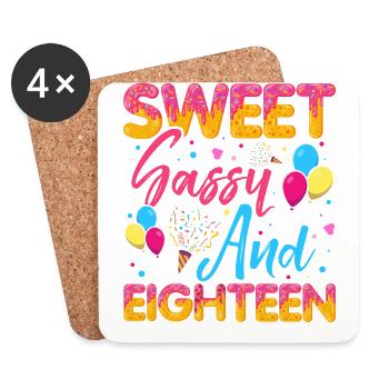 Sweet Sassy And Eighteen Sprinkles Delicious - Coasters (set of 4) - white - Front