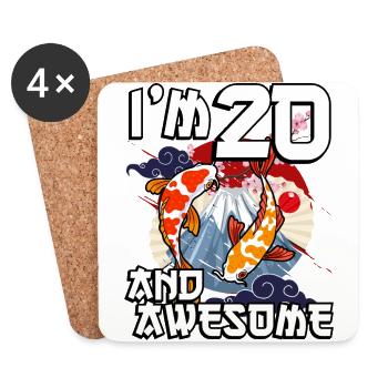 Ich Bin 20 Und Awesome Japanischer Karpfen Koi - Untersetzer (4er-Set) - Weiß - Vorne