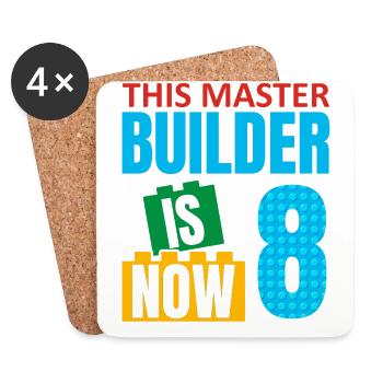 This Builder Is Now 8, Toy Blocks 8. - Coasters (set of 4) - white - Front