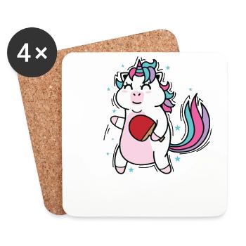 La licorne joue au tennis de table Créature mythique Sport - Dessous de verre (lot de 4) - blanc - Devant