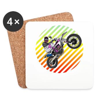 Motocross / Enduro / Freestyle mx / Dirtbike retro - Untersetzer (4er-Set) - Weiß - Vorne