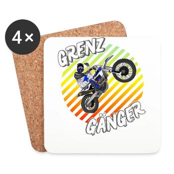 Motocross / Enduro / Freestyle mx / Dirtbike retro - Untersetzer (4er-Set) - Weiß - Vorne