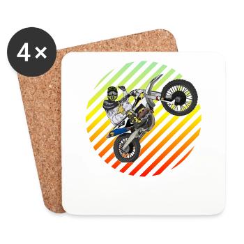 Motocross / Enduro / Freestyle mx / Dirtbike retro - Untersetzer (4er-Set) - Weiß - Vorne
