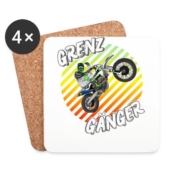 Motocross / Enduro / Freestyle mx / Dirtbike retro - Untersetzer (4er-Set) - Weiß - Vorne