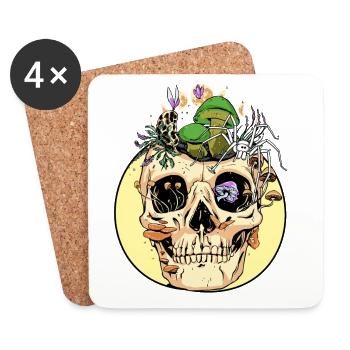 Horror Halloween Spinne Totenkopf Herbst Pilze - Untersetzer (4er-Set) - Weiß - Vorne