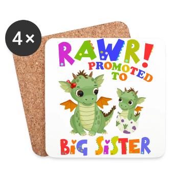 Rawr! Promotion à Big Sister Cute - Dessous de verre (lot de 4) - blanc - Devant