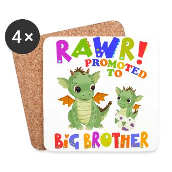 Rawr! Promu à Big Brother Cute - Dessous de verre (lot de 4) - blanc - Devant