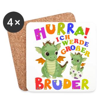 Hurra! Ich Werde Großer Bruder Cute Dragon Baby - Untersetzer (4er-Set) - Weiß - Vorne
