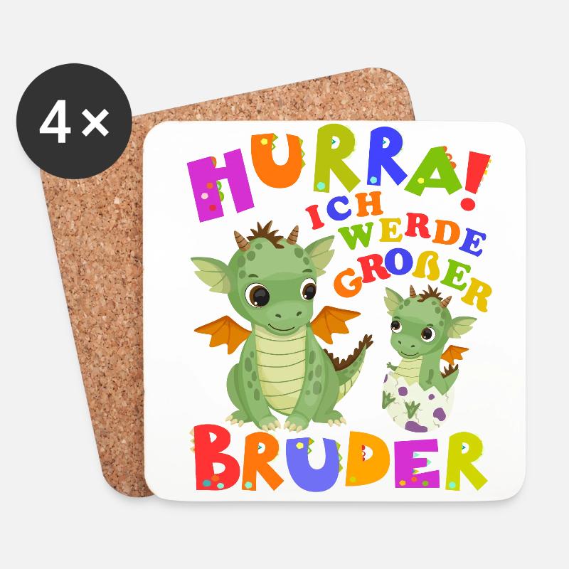 Hurra! Ich Werde Großer Bruder Cute Dragon Baby - Untersetzer (4er-Set) - Weiß