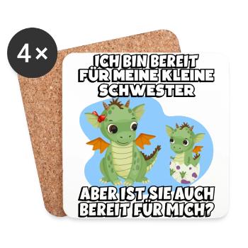 Ich Bin Bereit Für Meine Klein Schwester Aber Ist - Untersetzer (4er-Set) - Weiß - Vorne