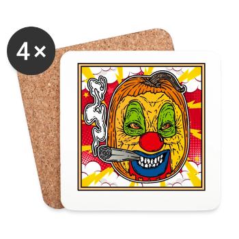 MONSTER CLOWN PUMPKIN Halloween Apocalypse Horror - Coasters (set of 4) - white - Front
