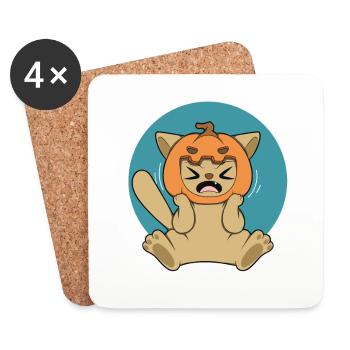 PUMPKIN CAT Halloween Apokalypse Horror Süß - Untersetzer (4er-Set) - Weiß - Vorne