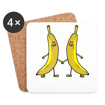 bananes douces fruits fruits nourriture enfants - Dessous de verre (lot de 4) - blanc - Devant