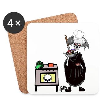 Culinary Art Horror Halloween Witching Hour Kitchen - Coasters (set of 4) - white - Front