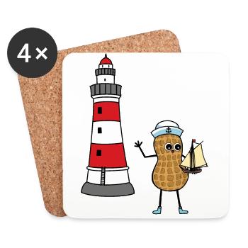 Marine Peanut Child Sailor Lighthouse Ahoy - Dessous de verre (lot de 4) - blanc - Devant
