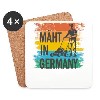 Mäht in Germany - Lustiges Wortspiel - Untersetzer (4er-Set) - Weiß - Vorne