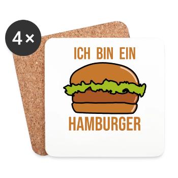 Ich bin ein Hamburger - Hamburger Burger - Untersetzer (4er-Set) - Weiß - Vorne