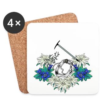 Alpen Gentian Edelweiss Mountaineers Climbing Mountains - Coasters (set of 4) - white - Front