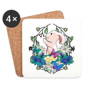 Early Spring Rabbit Easter Nature - Coasters (set of 4) - white - Front