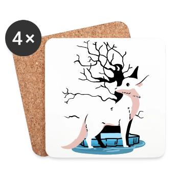 Faune Arctique Pôle Nord Renards Renards Enfants Polaires - Dessous de verre (lot de 4) - blanc - Devant