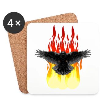 Feu de Corbeau Rituel spirituel occulte Satan Horreur - Dessous de verre (lot de 4) - blanc - Devant