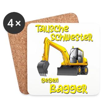 Tausche Schwester gegen Bagger Jungs Lustig Kinder - Untersetzer (4er-Set) - Weiß - Vorne