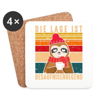 Die Lage Ist Besäufniserregend Faultier Punsch - Untersetzer (4er-Set) - Weiß - Vorne