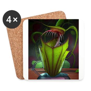 Drôle de pichet graphique Plant Art Cool Nepenthes - Dessous de verre (lot de 4) - blanc - Devant