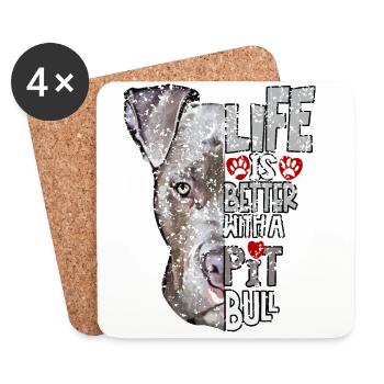 Life is better with a Pit Bull - Untersetzer (4er-Set) - Weiß - Vorne