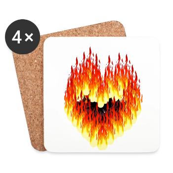 Valentin Valentin Herz Feuer Flamme heiße Liebe - Untersetzer (4er-Set) - Weiß - Vorne