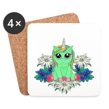 Unicorn Flora Alps Mountains Horn Peak Spring - Coasters (set of 4) - white - Front