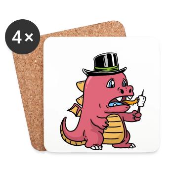 Bébé Dragon Dino Dinosaure Enfants Enfant - Dessous de verre (lot de 4) - blanc - Devant