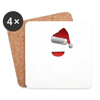 Weinglas mit Weihnachtsmütze - Untersetzer (4er-Set) - Weiß - Vorne