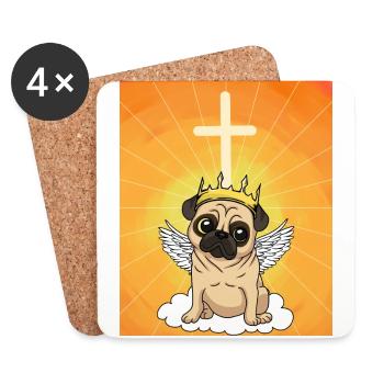 himmlisch Mops Leben Hund Himmel Reinkarnation - Untersetzer (4er-Set) - Weiß - Vorne