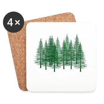 Raies Forêt Sapins Nature Nature Eco - Dessous de verre (lot de 4) - blanc - Devant