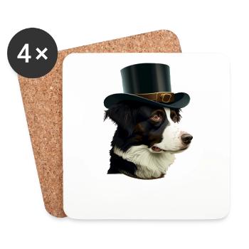 Dog Border Collie Motif chien - Dessous de verre (lot de 4) - blanc - Devant