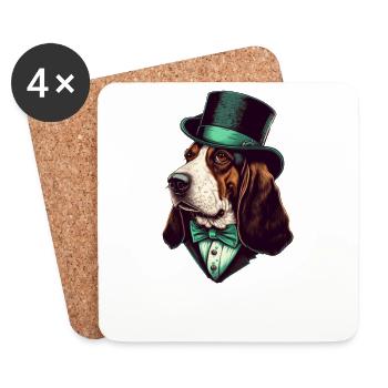 Dog Basset Hound Dog motif - Coasters (set of 4) - white - Front